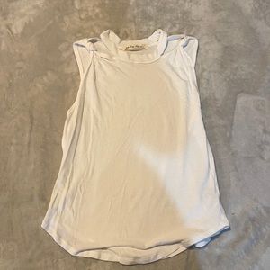 Free people white top with cut out neck detail
